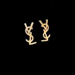 NEW YSL Letter Gold Logo Pierced Earrings